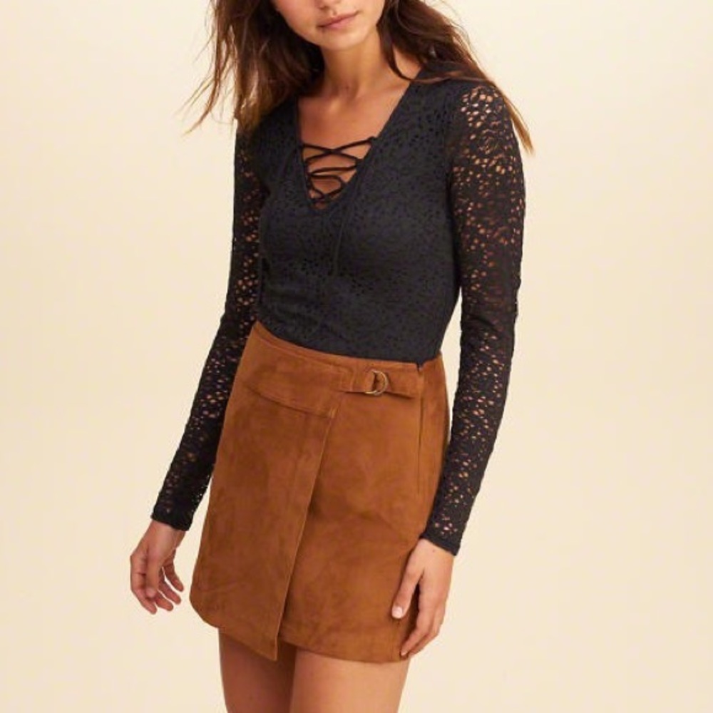 NWT Hollister Black Lace Long Sleeve Top XS